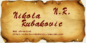 Nikola Rubaković vizit kartica